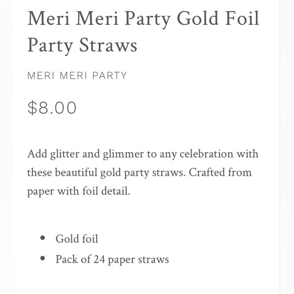 Meri Meri doodle party bundle: gold foil straws & scalloped gold foil napkin-NWT - Picture 13 of 16